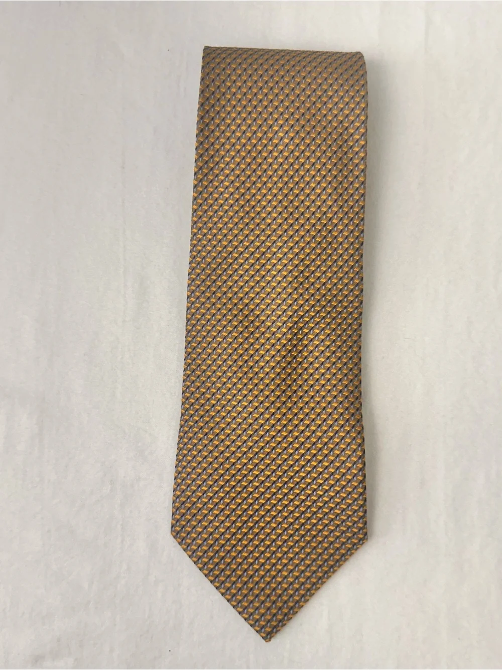 Men's Woven Gold and Brown Silk Tie - Classic Textured Necktie